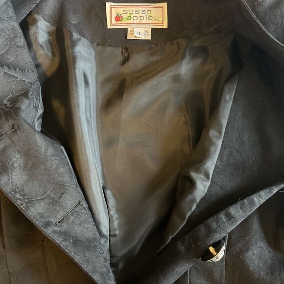 Vintage 90’s Susan Apple Suit Jacket Women’s 4 Black Lined Formal Fitted Button - Picture 6 of 13